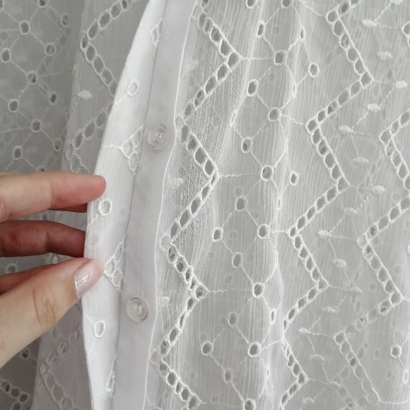 The Kooples Eyelet Embroidery White Button Up Medium - Picture 6 of 16